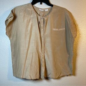 Royal Silk Tan Button-Up Blouse SZ:L